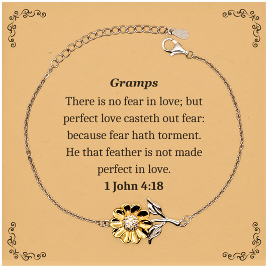 Gramps Bracelet Sunflower Engraved Perfect Love Fear Confidence Birthday Gift Inspirational Jewelry for Grandpa