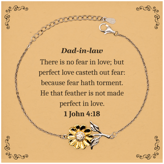 Dad-in-law Bracelet - Inspirational Engraved Sunflower for Christmas Gift with Hope and Love for Dad-in-law