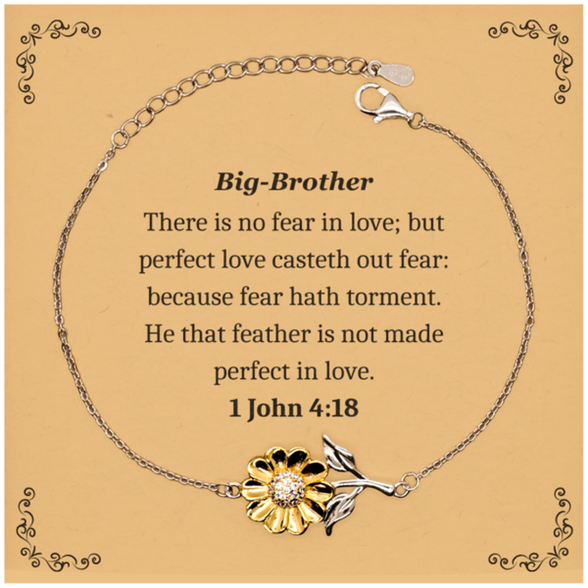 Big-Brother Sunflower Bracelet: Inspirational Engraved Perfect Love Gift for Him, Christmas, Graduation, Veterans Day, Confidence and Hope