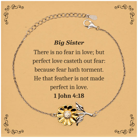 Sunflower Bracelet Big Sister Inspirational Love Fearless Gift for Christmas