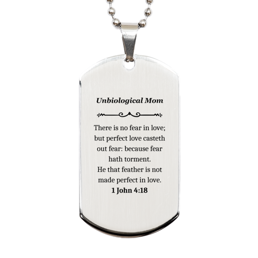 unbiological mom engraved silver dog tag perfect love inspirational gift for mothers day birthday christmas