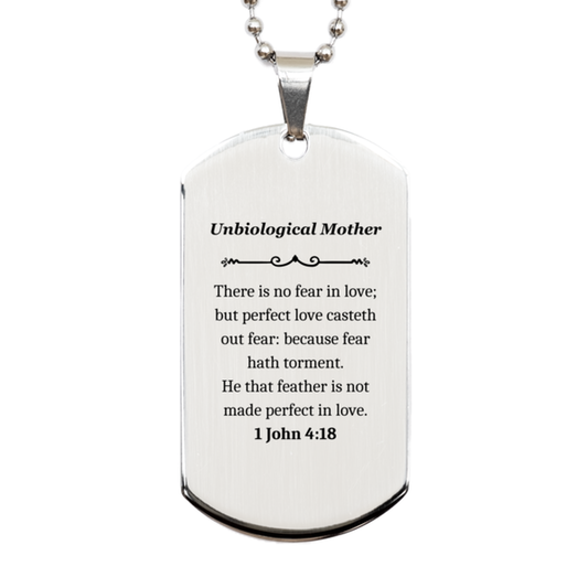 unbiological mother dog tag perfect love casteth out fear inspirational gift