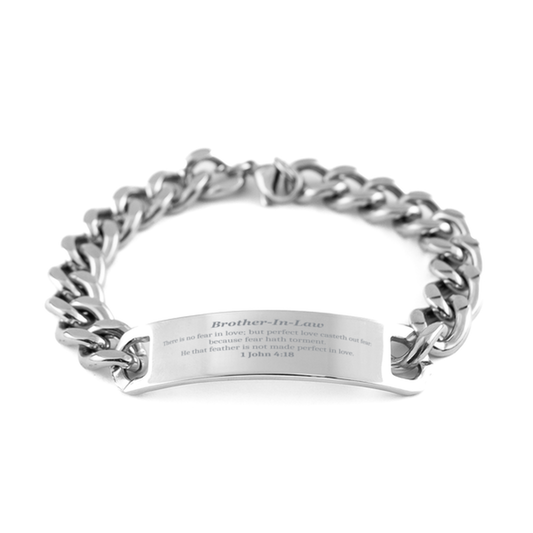 Stainless Steel Cuban Chain Bracelet Brother-In-Law 1 John 4:18 Fearless Hope for Christmas and Birthday Gifts