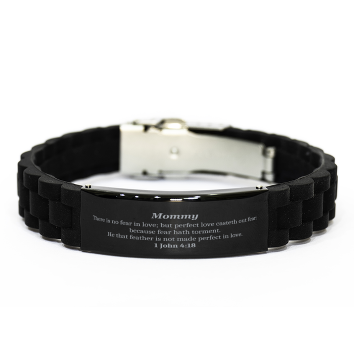 Pulsera con cierre deslizante negro inspiradora para mamá: el amor perfecto expulsa el miedo: regalo significativo para días festivos y ocasiones especiales: confianza y esperanza para mamá