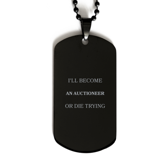 Auctioneer Black Dog Tag Engraved Inspirational Confidence Gift for Veterans Day