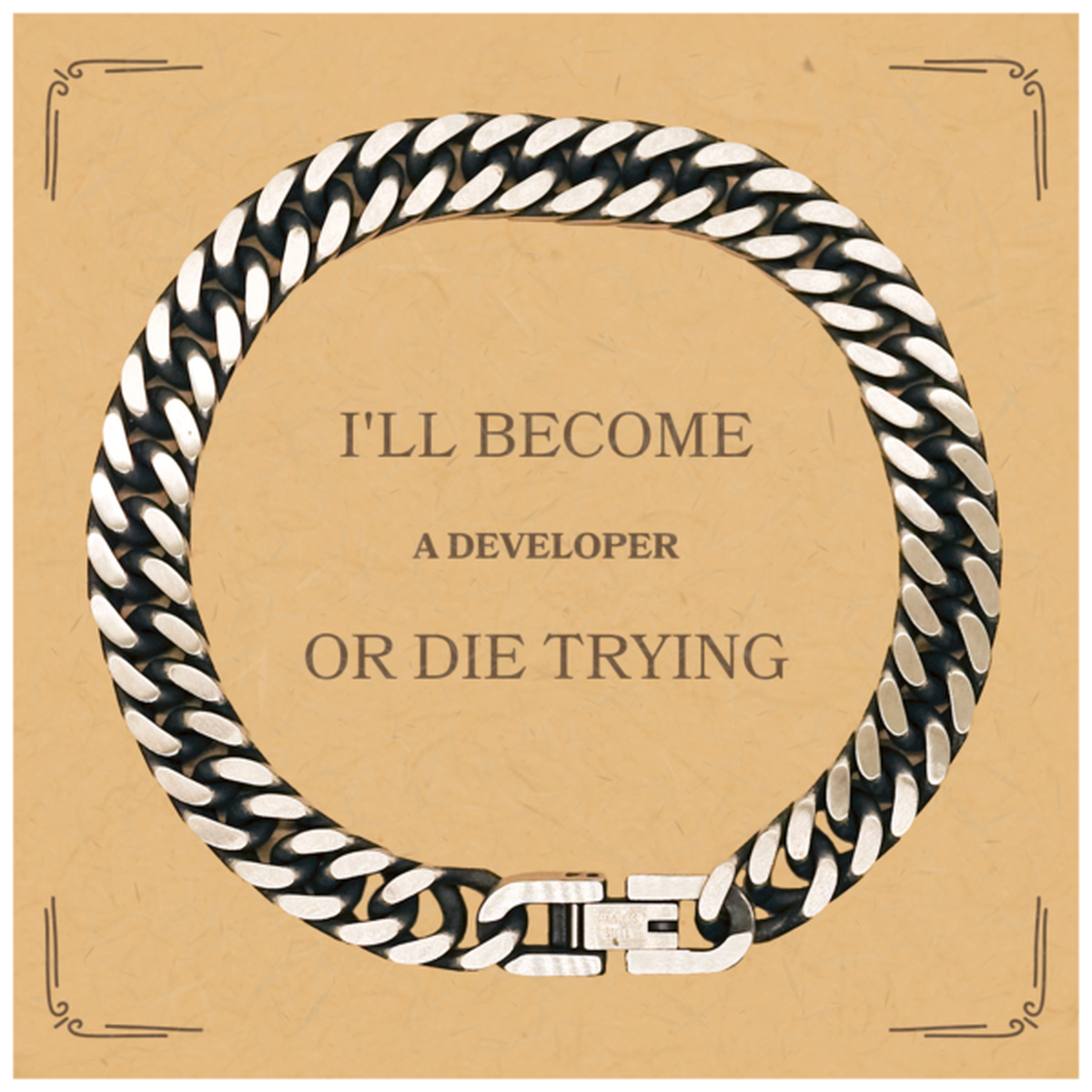 Cuban Link Chain Bracelet for Developers: Die Trying to Become Inspirational Perfect Gift for Graduation Day and Christmas Confidence Booster in a Unique Style