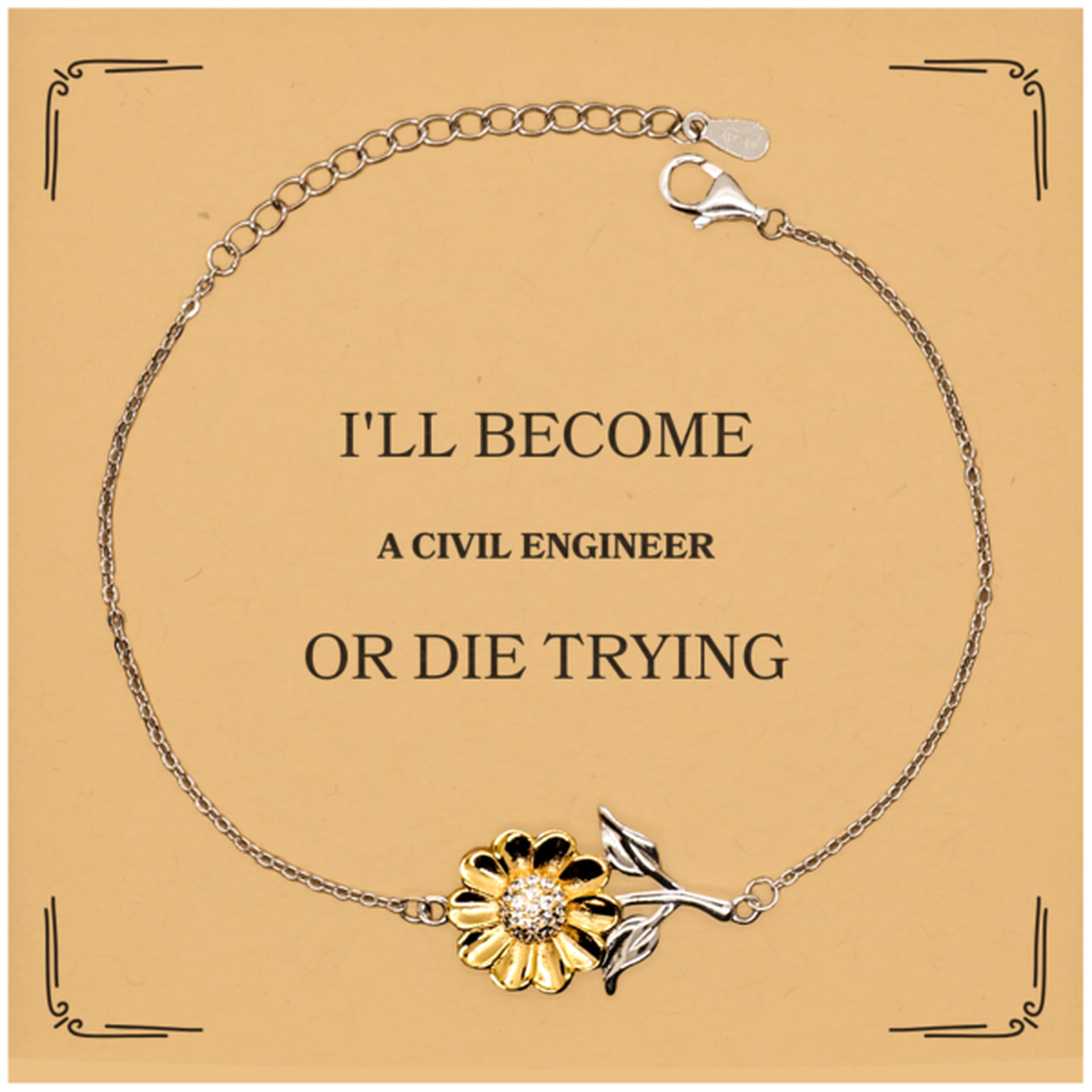 Unique Sunflower Bracelet for the Civil Engineer Who Never Gives Up - Inspirational Graduation Gift for Hope and Confidence in Achieving Goals