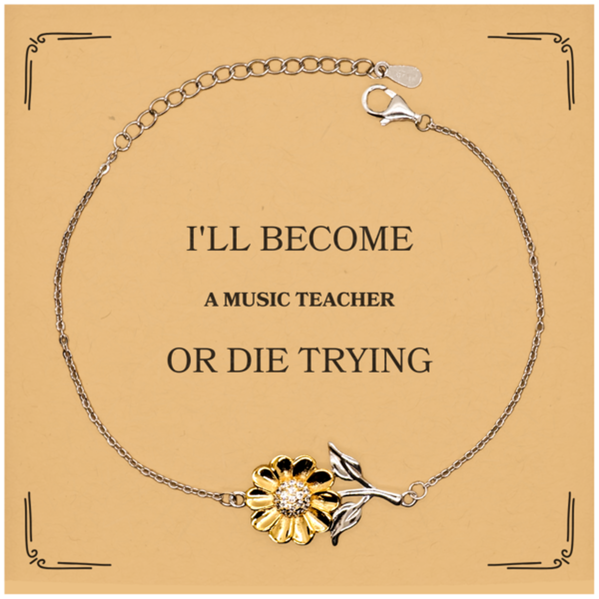 Music Teacher Sunflower Bracelet for Inspirational Gift on Birthday or Graduation