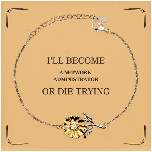 Network Administrator Engraved Sunflower Bracelet - Never Give Up Hope and Confidence Gift for Graduation and Birthday