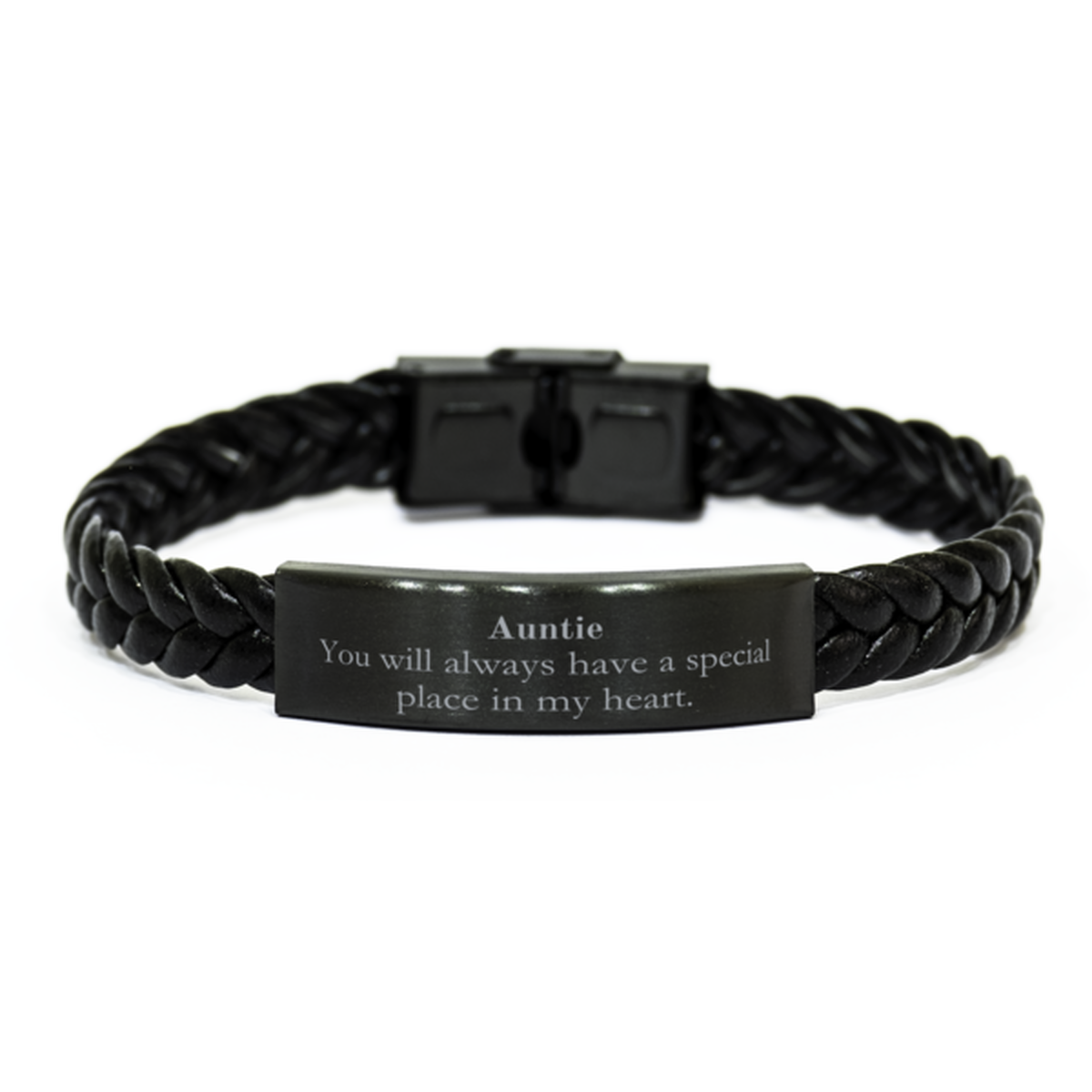 Braided Leather Bracelet Auntie Gift Engraved Christmas Birthday Unique Bracelet You will always have a special place in my heart