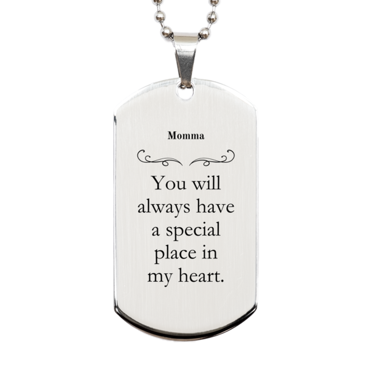 momma silver dog tag engraved always in my heart inspirational gift for mom mothers day birthday christmas veterans day