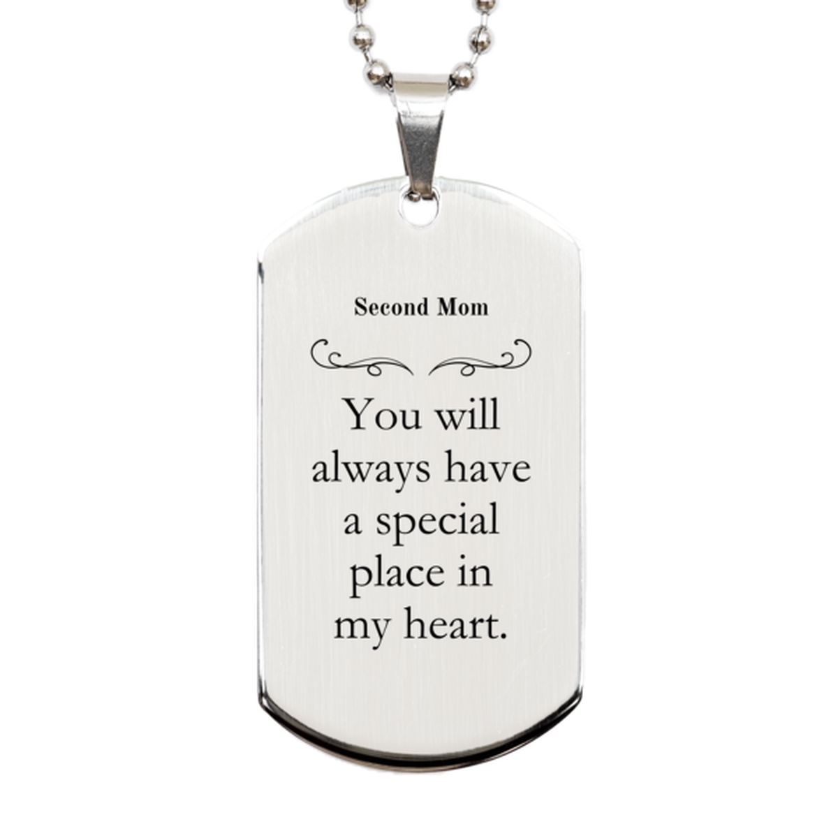 silver dog tag for second mom you will always have a special place in my heart engraved gift for mothers day birthday christmas unique and inspirational