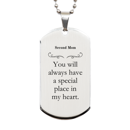 silver dog tag for second mom you will always have a special place in my heart engraved gift for mothers day birthday christmas unique and inspirational