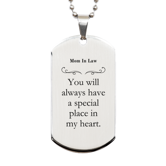 mom in law engraved silver dog tag always in my heart special gift for mothers day birthday christmas unique remembrance pendant for mom in law