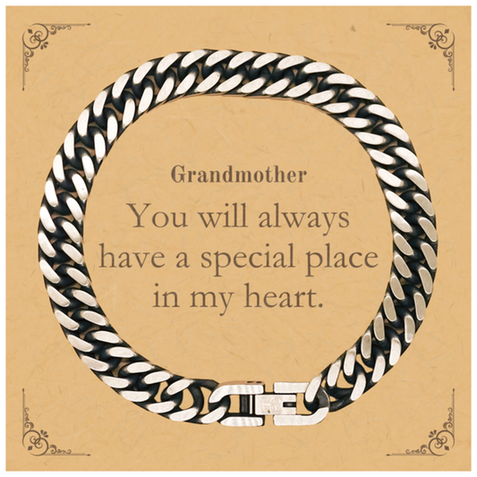 Grandmother You will always have a special place in my heart Cuban Link Chain Bracelet for Birthday Gift - Unique and Inspiring Jewelry for Grandma to Celebrate Her Love and Legacy