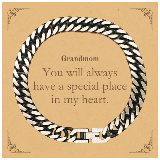 Grandmom Cuban Link Chain Bracelet, Always in My Heart, Unique Gift for Birthday, Holidays and Graduation, Confidence and Hope-Filled Jewelry for Grandmoms Special Place in My Heart