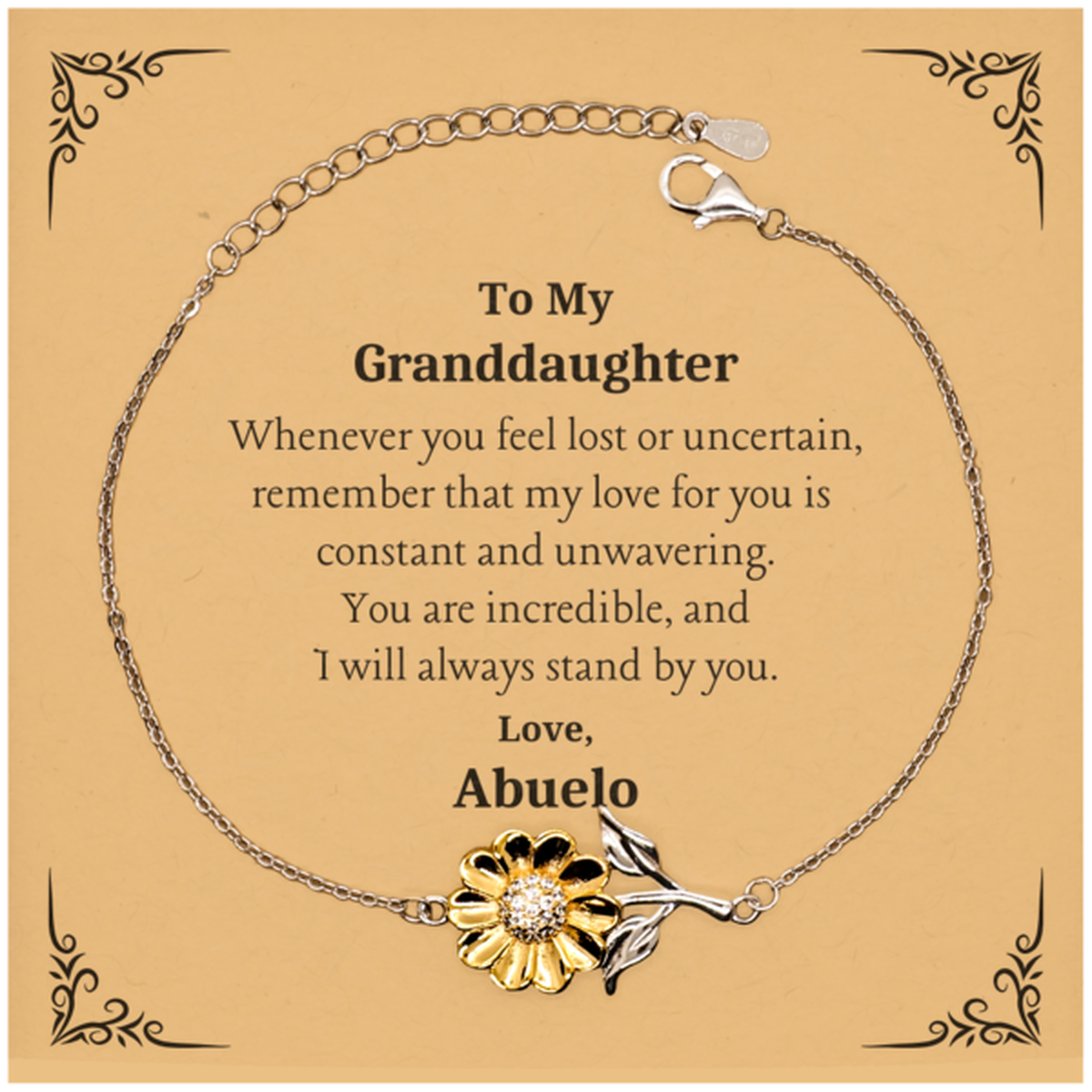 Granddaughter Engraved Sunflower Bracelet Inspirational Gift from Abuelo for Birthday, Christmas, and Graduation - Always Stand by You