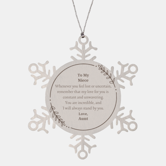 Snowflake Ornament Niece Gift - Unwavering Love from Aunt - Christmas Inspirational Present for Niece from Auntie - Perfect Keepsake for Niece on Christmas and Holiday Season