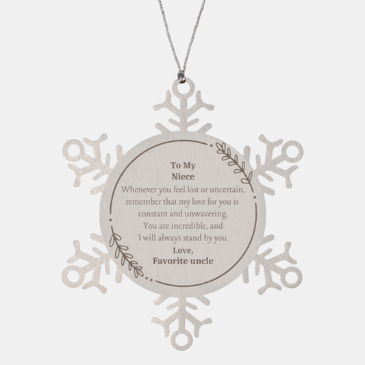 Snowflake Ornament Niece Inspirational Gift Love Engraved Christmas Present from Favorite Uncle