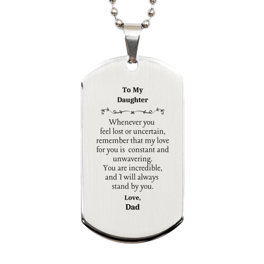 daughter silver dog tag engraved inspirational gift from dad for birthday graduation holidays