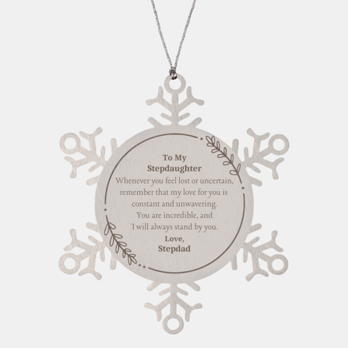 Snowflake Ornament Stepdaughter Gifts for Christmas - Engraved Love from Stepdad, Inspirational Keepsake for Holidays, Confidence Reminder, Unique Present for Stepdaughter