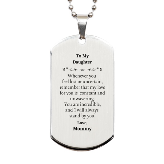 unique silver dog tag for daughter engraved inspirational message from mommy perfect gift for graduation birthday holidays confidence and love for her