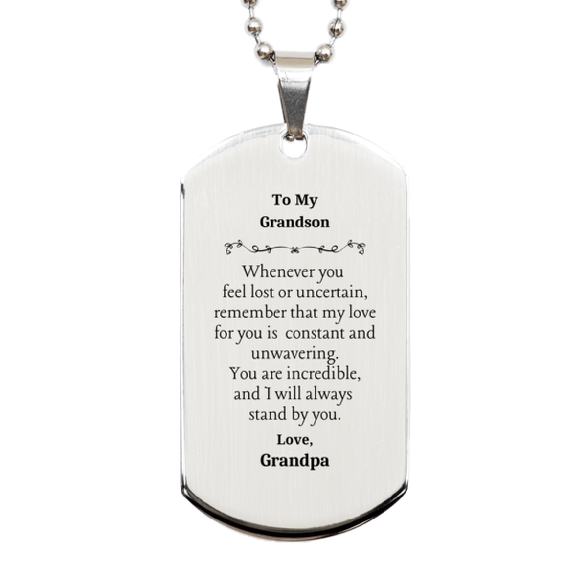 grandson dog tag engraved with inspirational love from grandpa gift for birthday or christmas