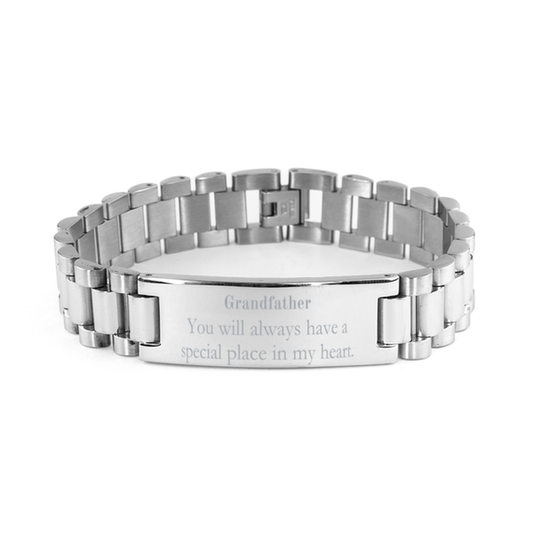 Stainless Steel Bracelet for Grandfather - Special Place in My Heart Engraved Gift for Christmas, Birthday, Veterans Day - Unique Grandfather Bracelet