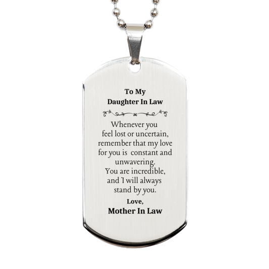 unique silver dog tag for daughter in law always stand by you mother in law inspirational gift for birthday christmas graduation confidence and love