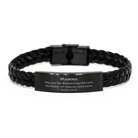 Unique Braided Leather Bracelet Mamma Blessings Engraved Hope Confidence