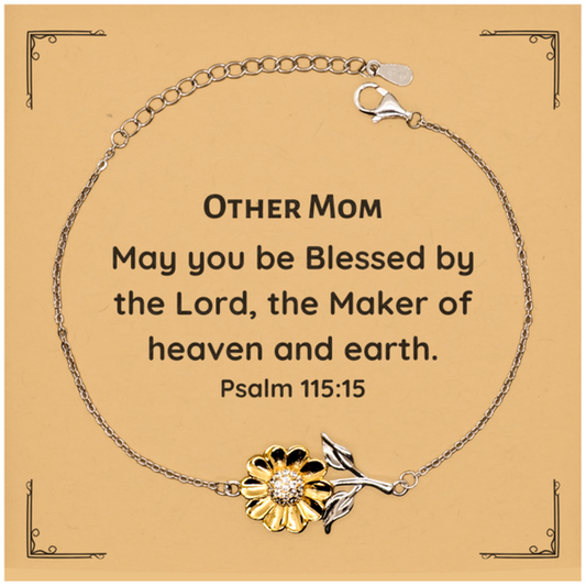 Sunflower Bracelet Other Mom May you be blessed by the Lord, Inspirational Gift for Mothers Day, Christmas, Birthday, and Holidays, Engraved Jewelry for Mom