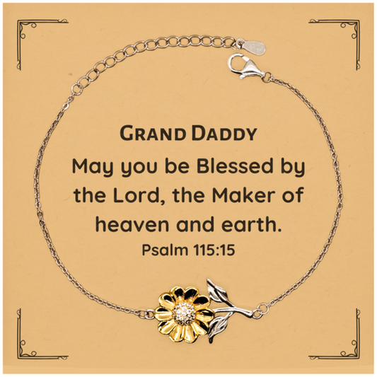 Unique Sunflower Bracelet Grand Daddy Blessing Engraved Christmas Gift for Him with Hope and Confidence Boost