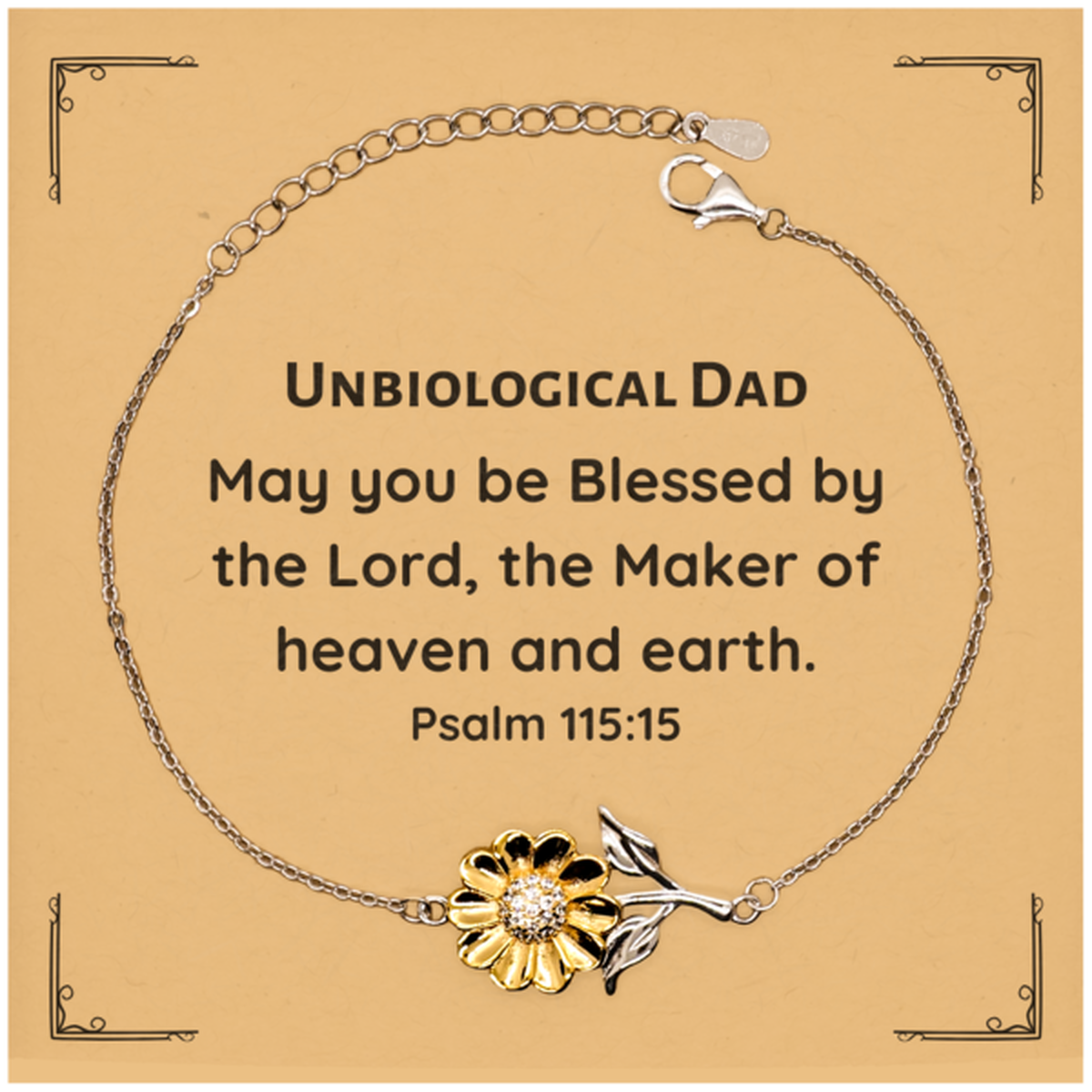 Unbiological Dad Sunflower Bracelet | May you be blessed by the Lord | Unique Gift for Fathers Day, Birthday, Christmas, and More