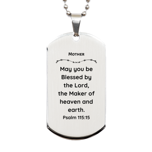 unique silver dog tag for mothers blessed by the lord inspirational jewelry gift for birthday christmas and graduation with psalm 115 15