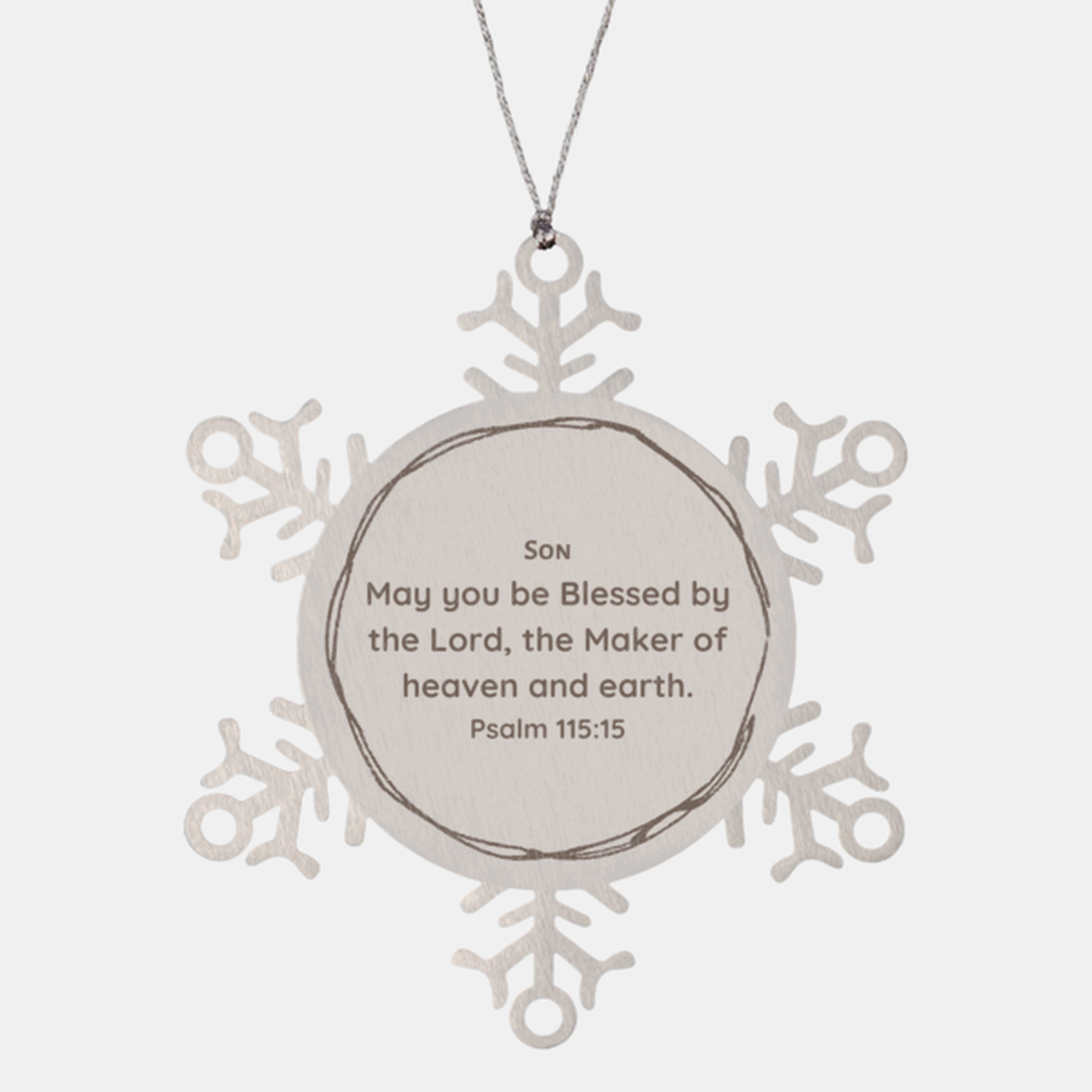 Engraved Snowflake Ornament Son Blessing Heaven Earth Christmas Gift