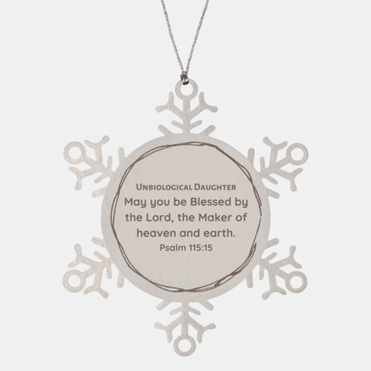 Unbiological Daughter Snowflake Ornament - Blessed by the Lord, Perfect Christmas Gift for Unbiological Daughter, Hope and Blessings for the Holidays