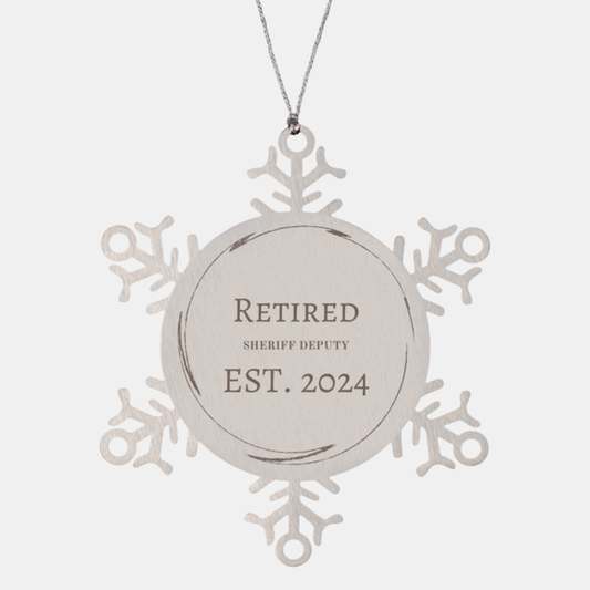 Retired Sheriff Deputy Est. 2024 Christmas Snowflake Ornament for the Inspirational Law Enforcer in Your Life