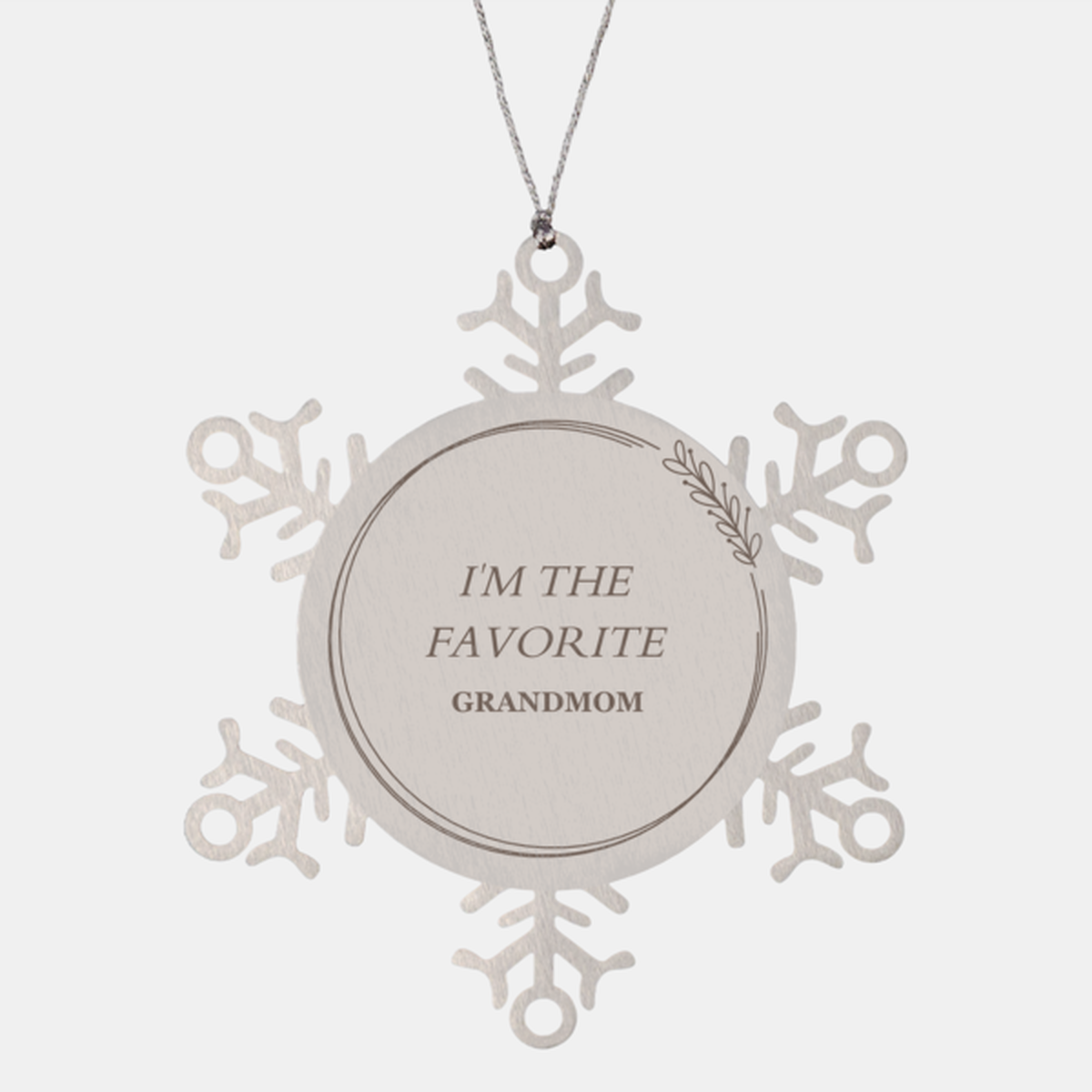 Grandmom Snowflake Ornament - IM THE FAVORITE Grandma - Engraved Christmas Decor for Grandparents, Family, and Holiday Gift Giving