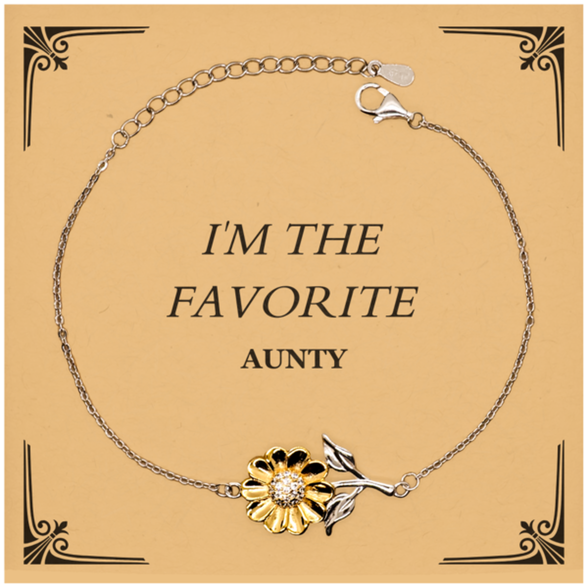 Engraved Sunflower Bracelet for Aunty - IM THE FAVORITE - Birthday Gift for Confidence and Hope during Holidays and Graduation