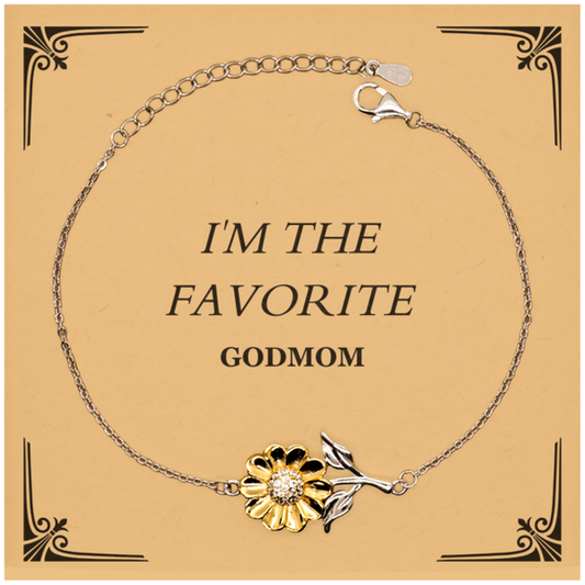 Godmom Bracelet IM THE FAVORITE Engraved Gift for Godmother Birthday Graduation Holidays Inspirational Jewelry Sunflower Design