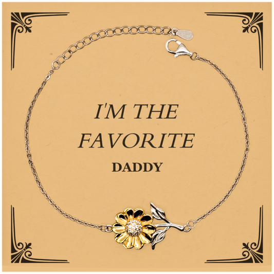 Daddy Sunflower Bracelet - IM THE FAVORITE Engraved Gift for Fathers Day, Birthday, Christmas - Unique and Inspirational Jewelry for Dad