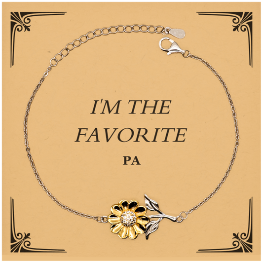 Sunflower Bracelet for Pa - Inspirational Engraved Jewelry for Mom, Aunt, Sister - Birthday Gift for Her - IM THE FAVORITE Pa, Christmas, Graduation, Hope, Confidence