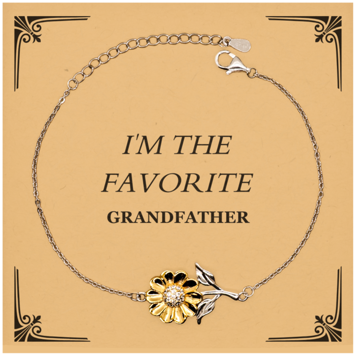 Engraved Sunflower Bracelet for Grandfather - IM THE FAVORITE - Perfect Birthday Gift for Grandfather to Show Love and Appreciation