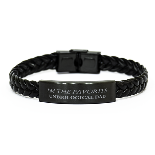 Unbiological Dad Braided Leather Bracelet Im the Favorite Gift for Birthday, Christmas, and Special Occasions to Show Love and Appreciation - Unique, Inspirational, Confidence-Boosting Jewelry for Him