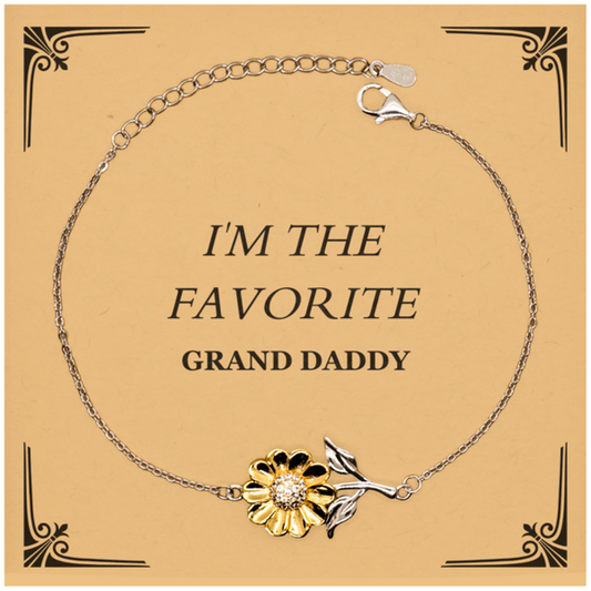 Grand Daddy Bracelet Im The Favorite Engraved Gift for Veterans Day, Birthday, and Holidays - Unique Sunflower Bracelet to Express Love and Appreciation