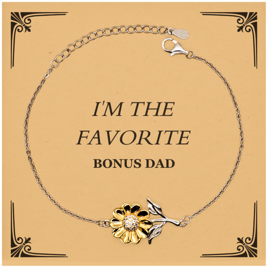 Bonus Dad Sunflower Bracelet - IM THE FAVORITE, Unique Gift for Birthday, Christmas, Graduation - Confidence, Hope, Inspirational Jewelry for Bonus Dad