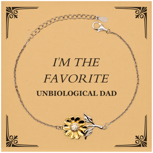 Unbiological Dad Sunflower Bracelet - IM THE FAVORITE Dad Gift for Birthdays, Christmas, and Graduation - Unique Engraved Jewelry to Show Appreciation and Love