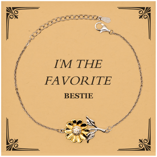 Unique Sunflower Bracelet Bestie IM THE FAVORITE Engraved Inspirational Gift for Her Birthday, Christmas, Graduation - Confidence-Boosting Jewelry for Best Friends Forever