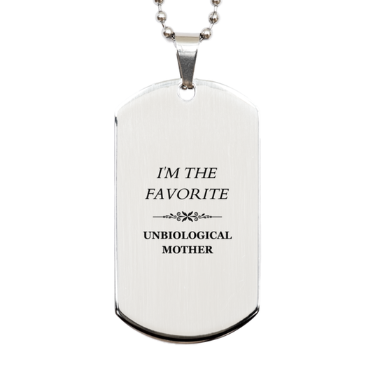 unique silver dog tag unbiological mother gift im the favorite engraved confident inspiration for mothers day christmas birthday perfect gift for unbiological mother express your love and appreciation for unbiological mother