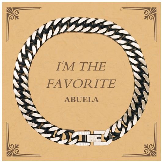 Abuela Cuban Link Chain Bracelet IM THE FAVORITE, Unique Gift for Grandmother, Birthday, Mothers Day, Hope and Love, Confidence, Engraved Jewelry, 10mm Width, 14K Gold Plated, Family Keepsake, Christmas, Holidays, Graduation, Veterans Day, Easter, Mothe